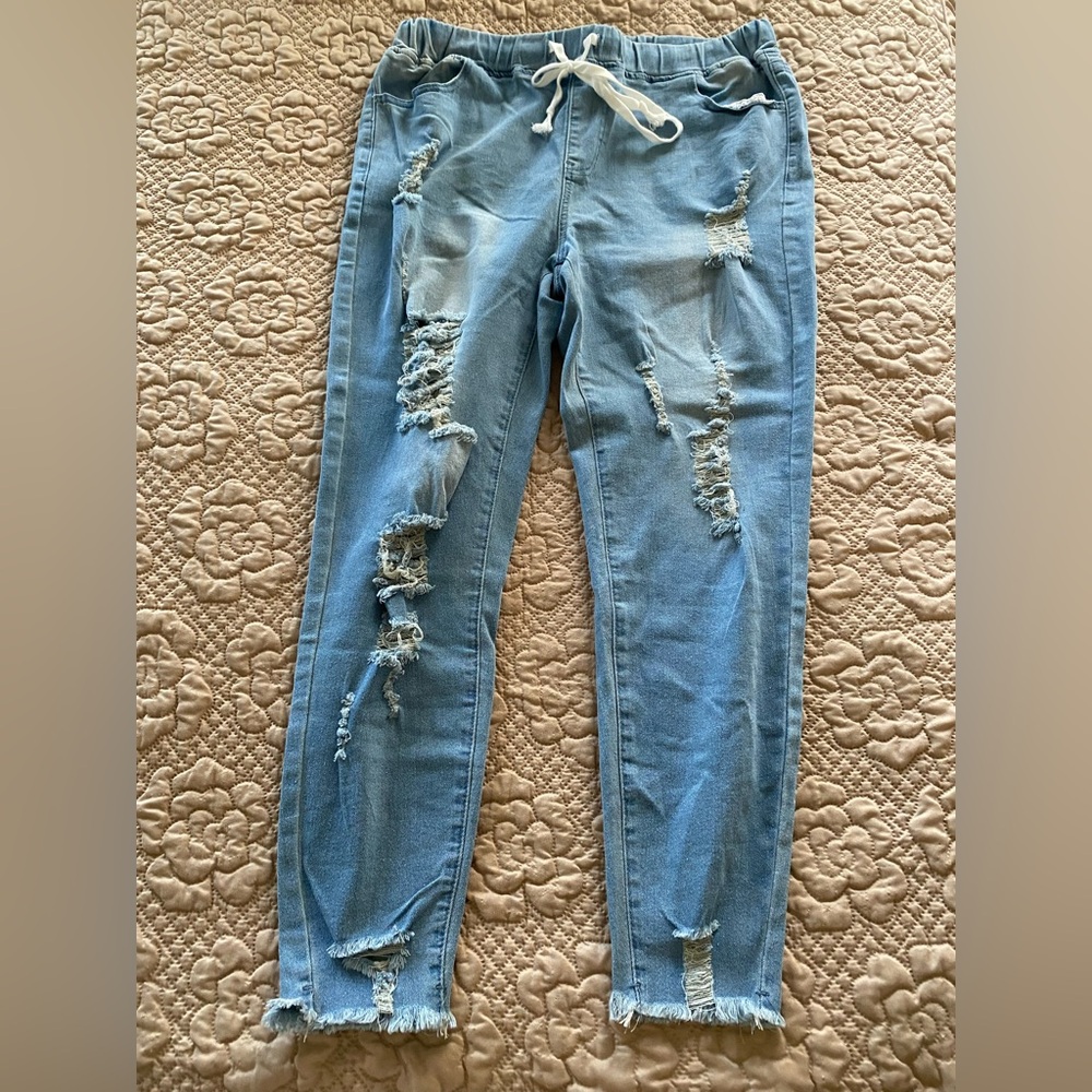 Distressed Light Blue Jean